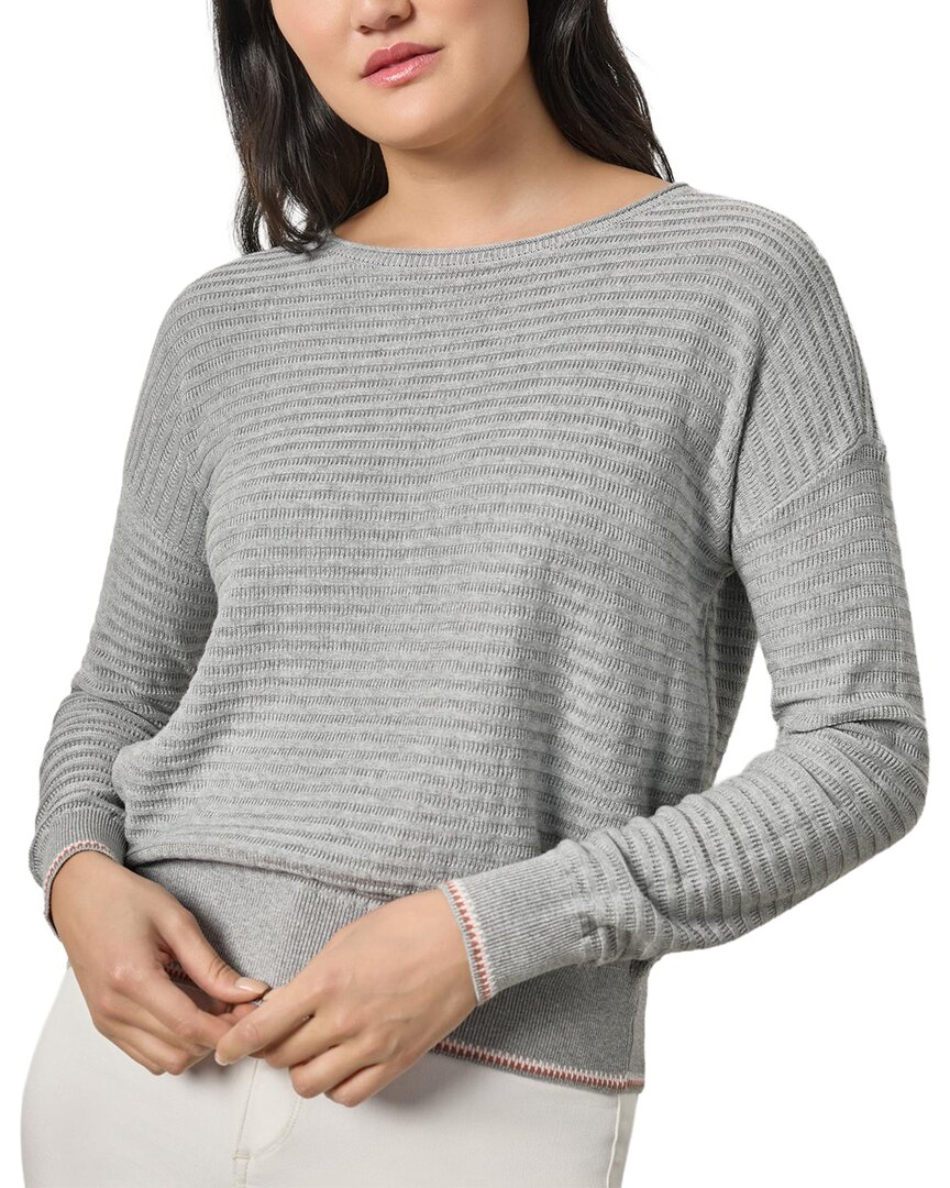 Lilla P Tipped Hem Wide Neck Sweater In Gray