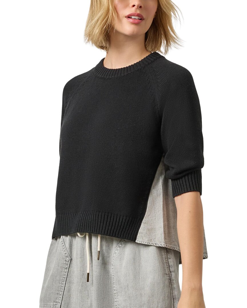 Lilla P Denim Elbow Sleeve Sweater