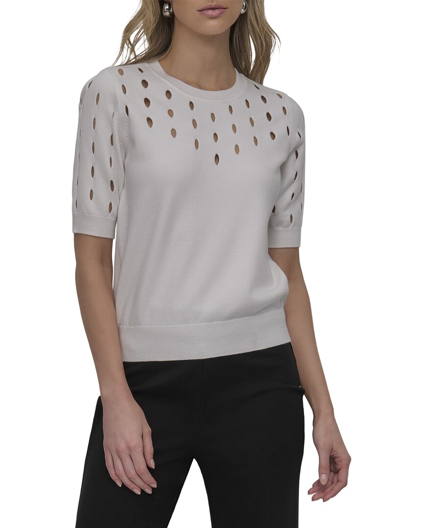 Dkny Cutout Detail Sweater In White