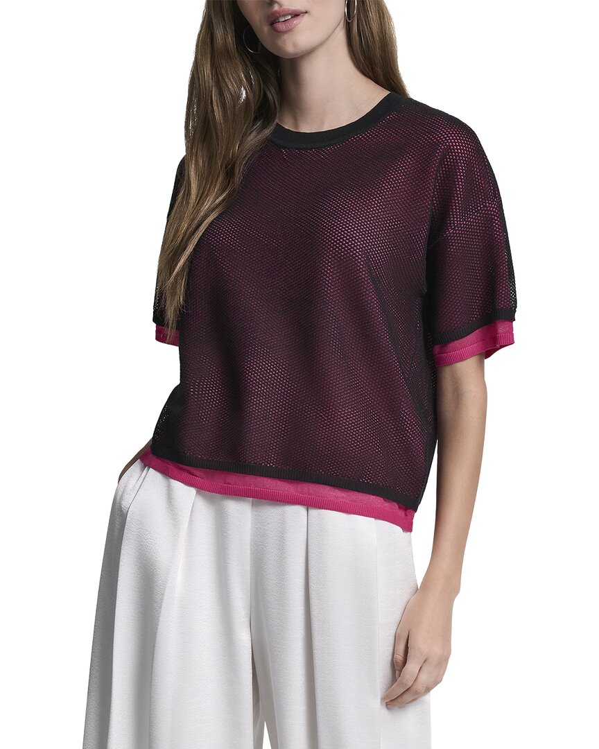 Dkny Boxy Two Layer Sweater In Black