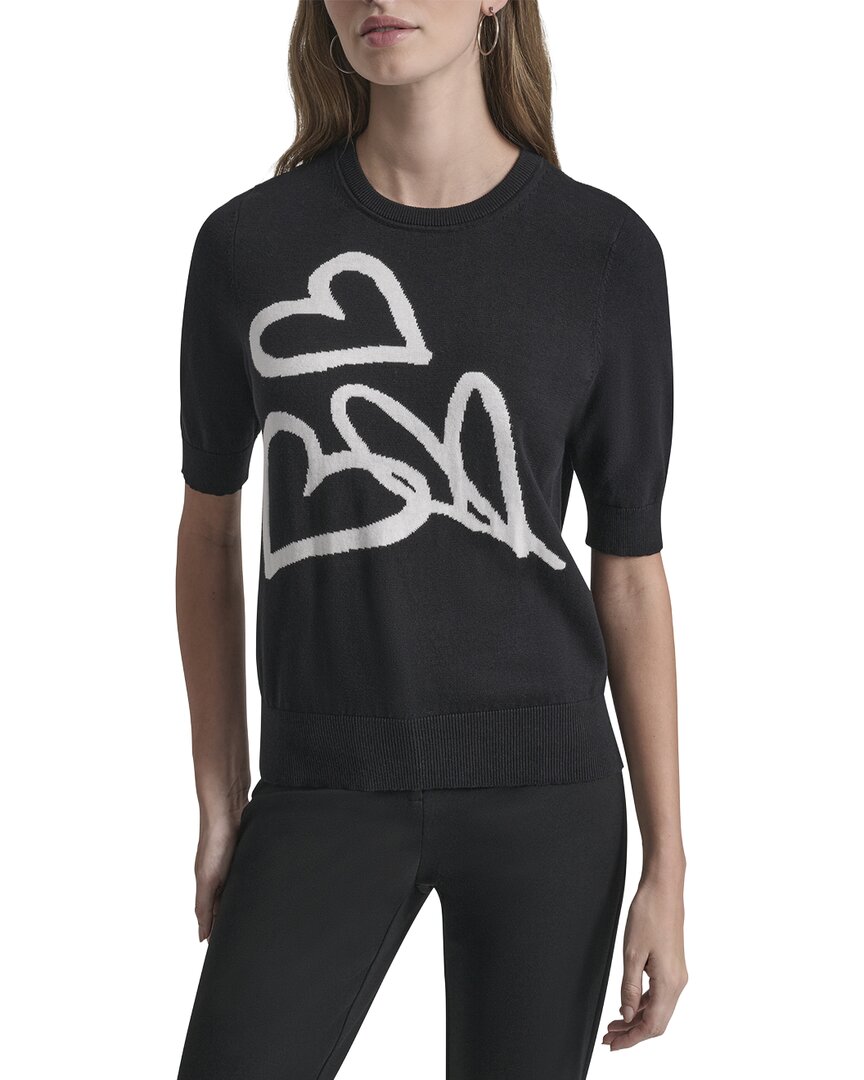 Dkny Graffiti Hearts Sweater In Black