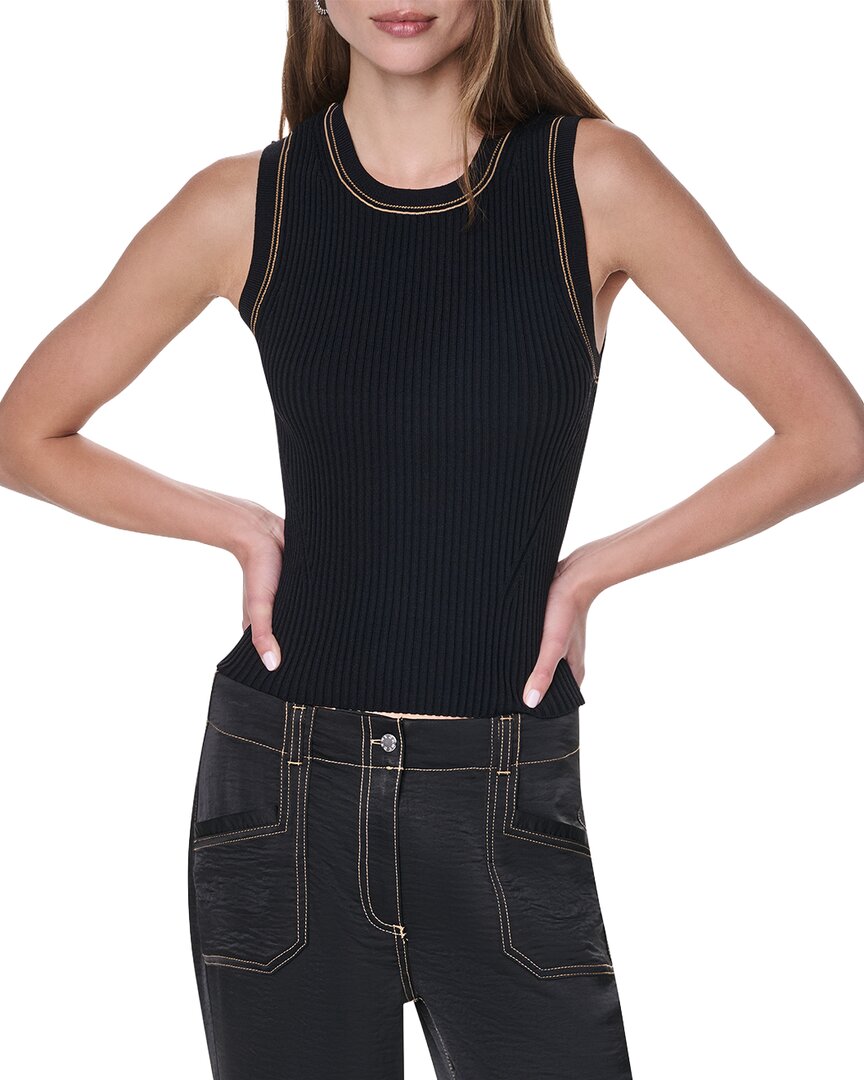 Dkny Contrast Stitch Sweater In Black