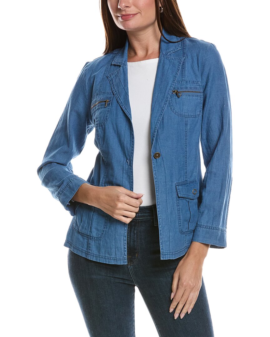 Xcvi Thurman Linen-blend Blazer In Blue