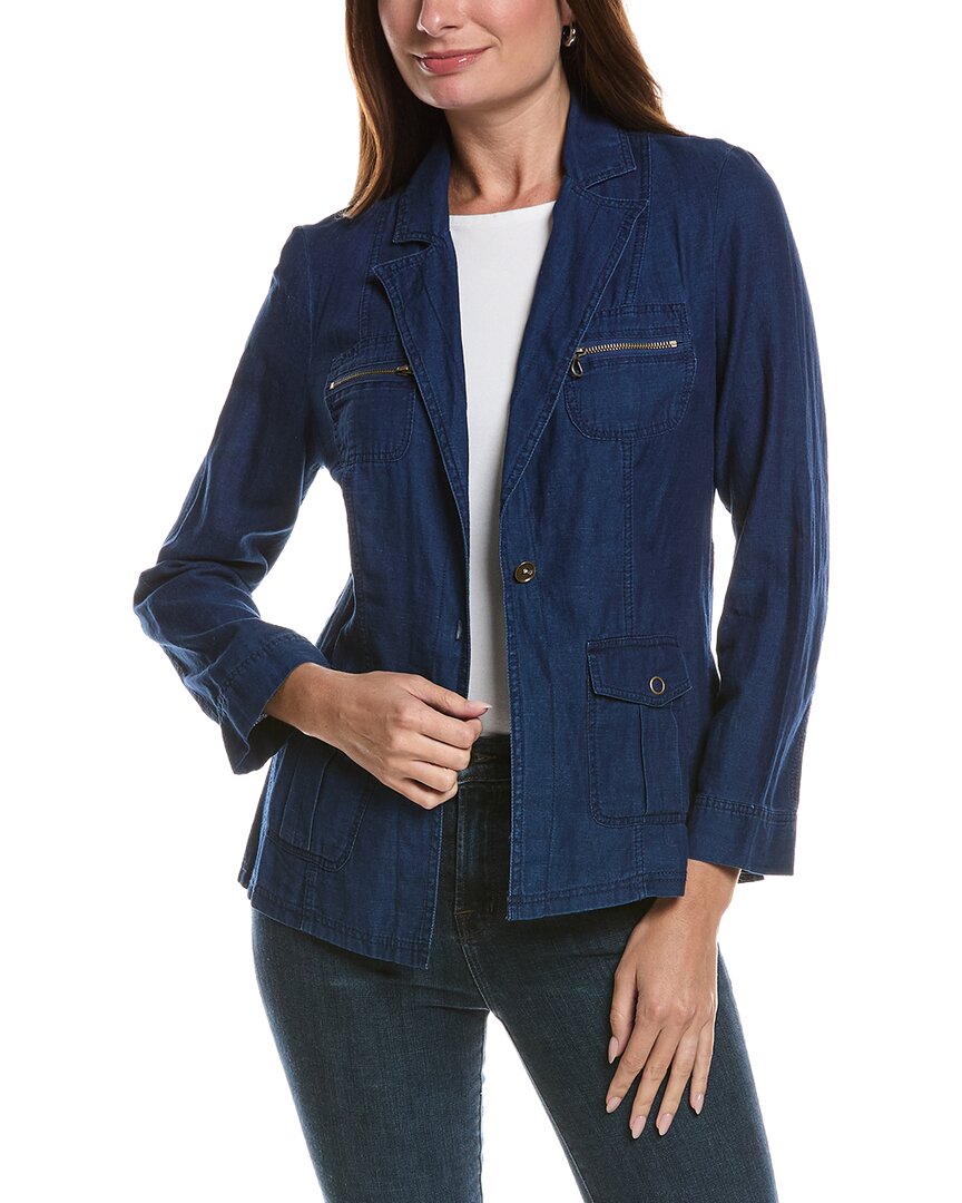 Xcvi Thurman Linen-blend Blazer In Blue