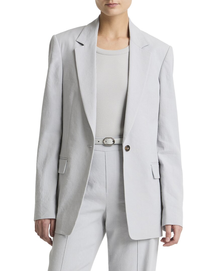 Vince Linen-blend Single Breasted Blazer In 074bmi-bay Mist
