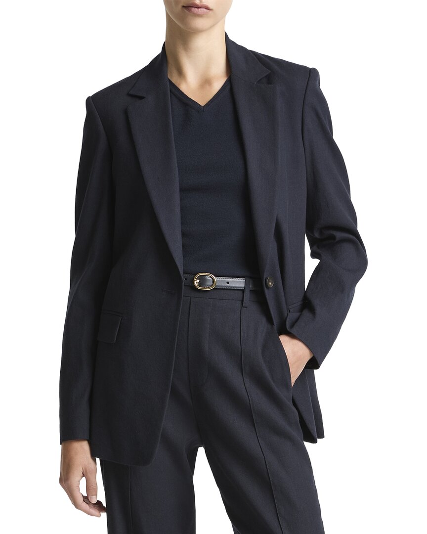 Vince Linen-blend Single Breasted Blazer In 403cbl-coastal Blue