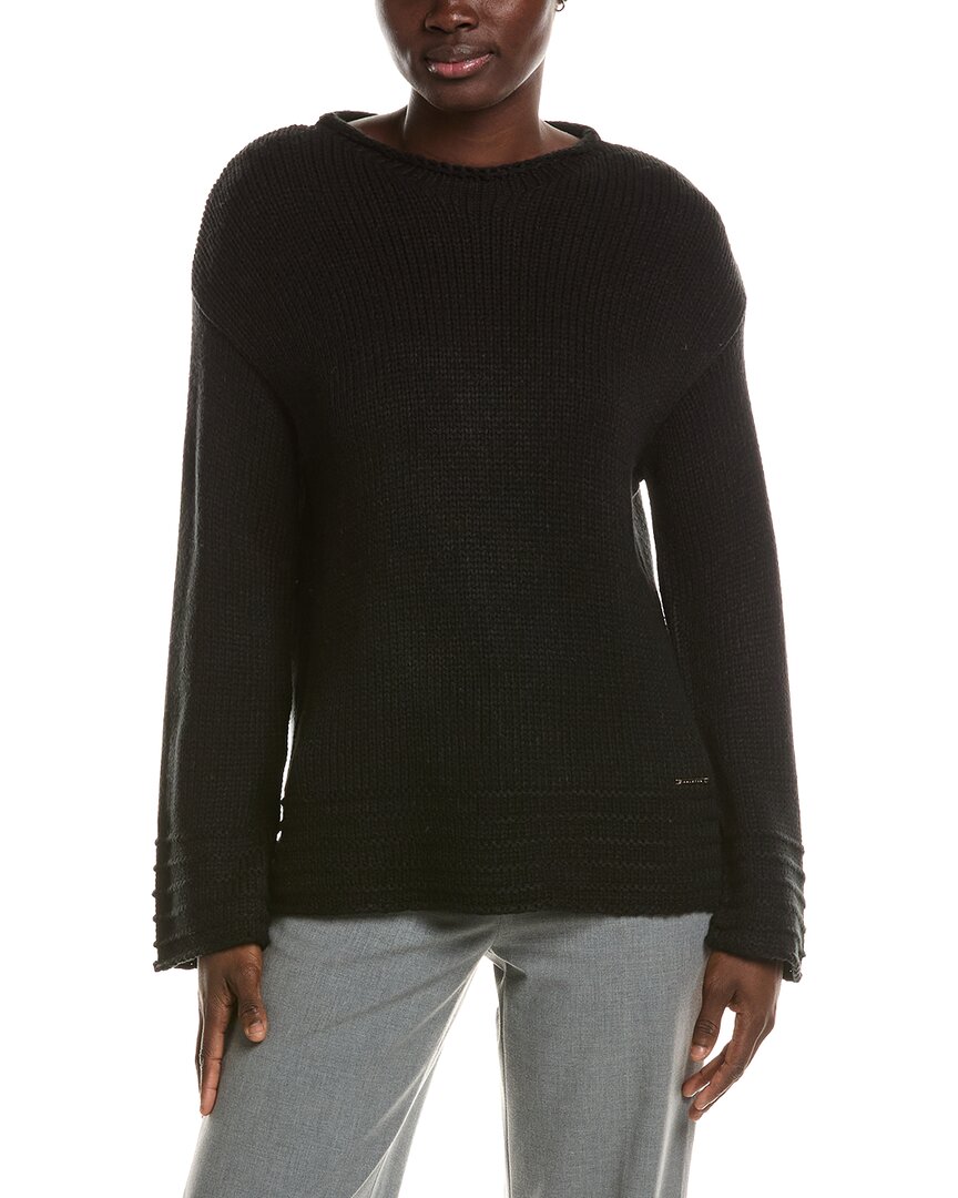 Halston Long Sleeve Crew Neck Sweater In Black