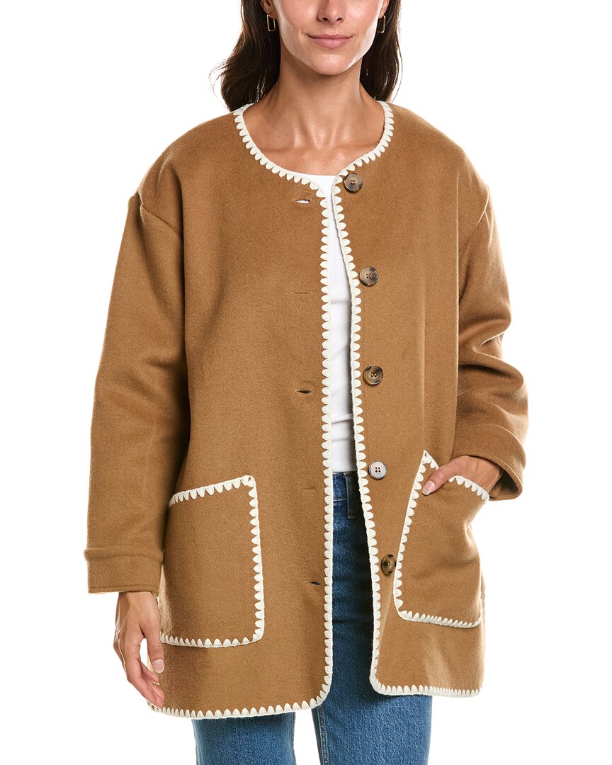 Duffield Lane Kenna Wool-blend J Coat In Brown