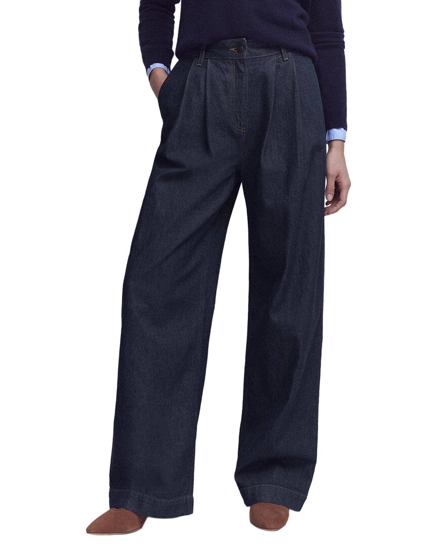 Boden Pleated Wide Leg Jean In Blue