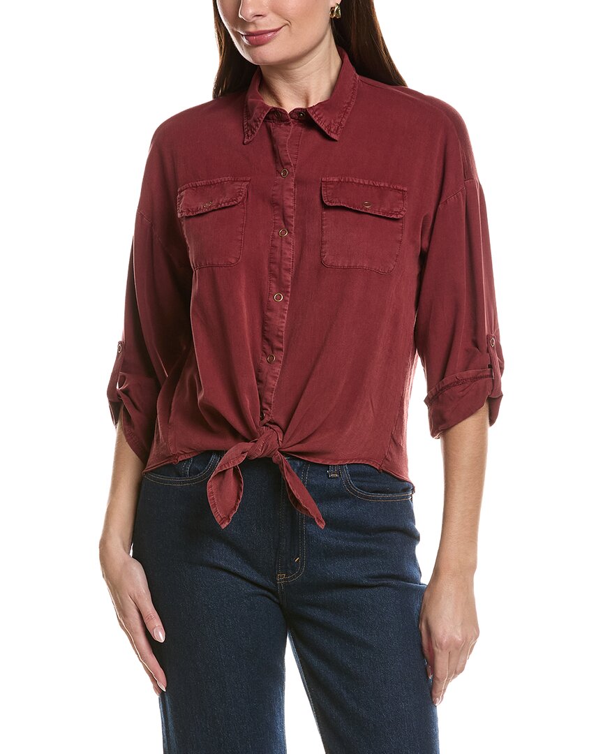 Xcvi Tyrell Tie Front Blouse In Burgundy