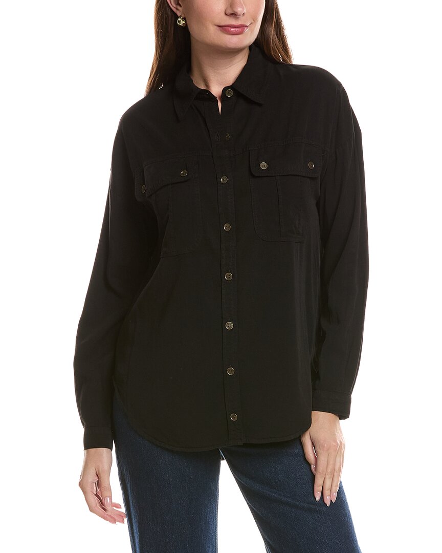 Xcvi Twill Smithson Button Up Shirt In Black