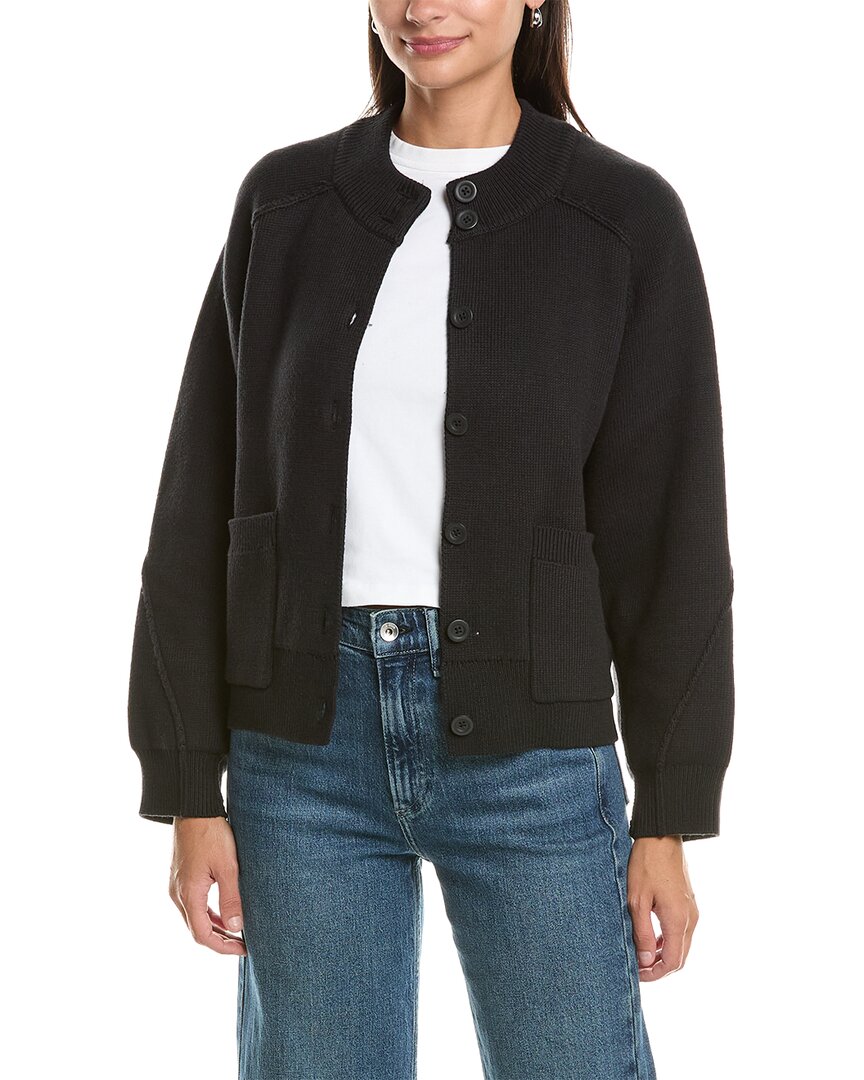 Rag & Bone Bri Mock Neck Cardigan In Black