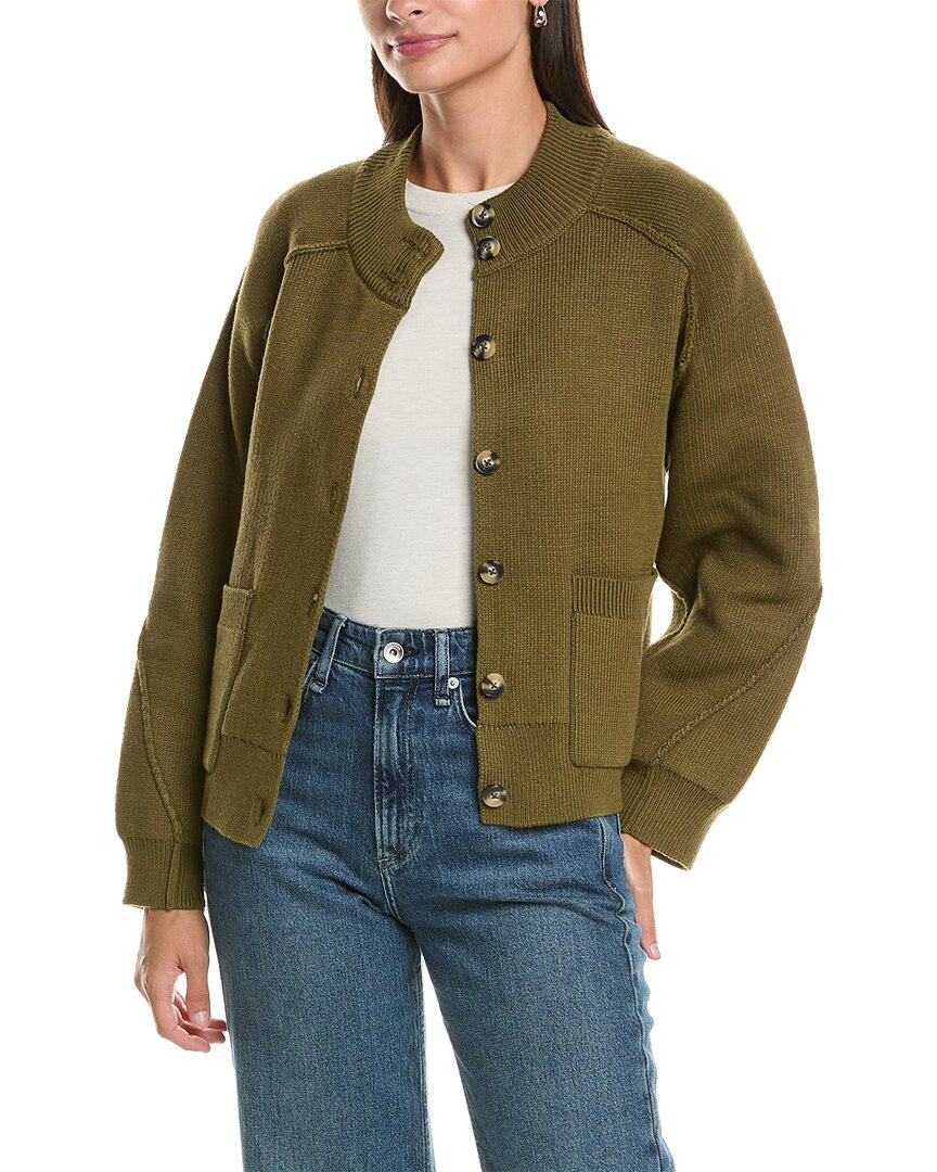 Rag & Bone Bri Mock Neck Cardigan In Green