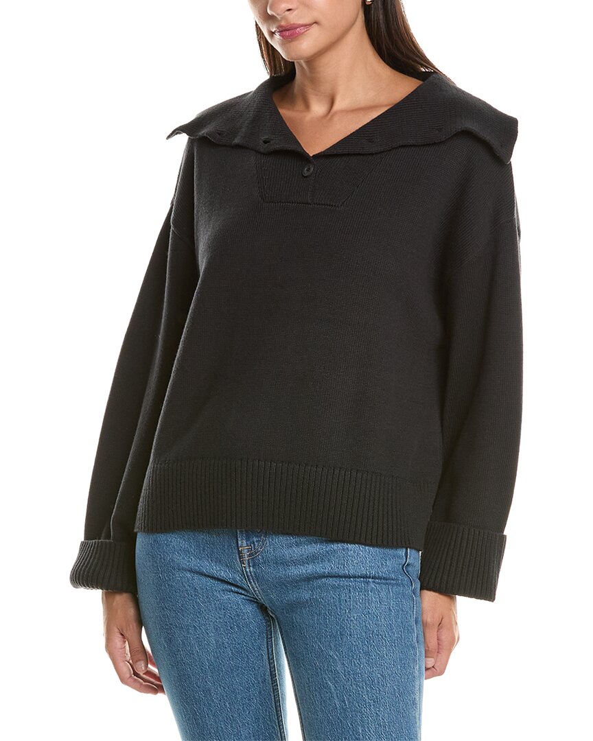 Rag & Bone Quinn Polo Wool-blend Sweater In Black