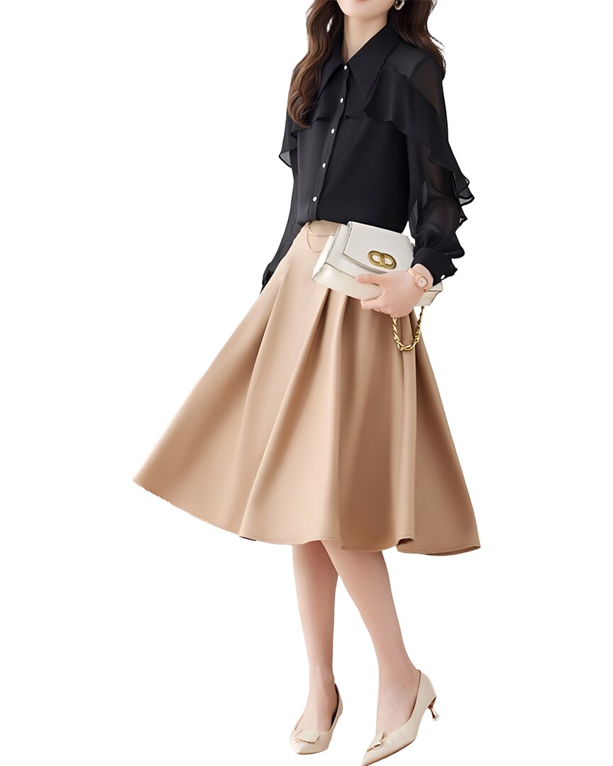 Vera Dolini 2pc Top & Skirt Set In Brown
