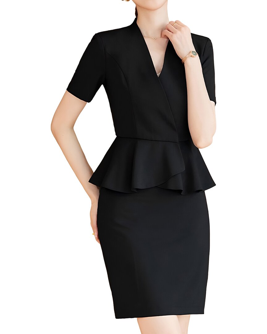 Vera Dolini 2pc Top & Skirt Set In Black