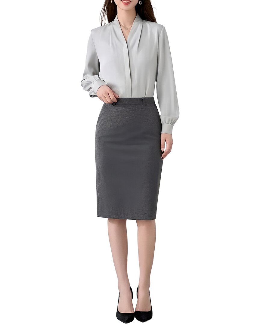 Vera Dolini 2pc Top & Skirt Set In Gray