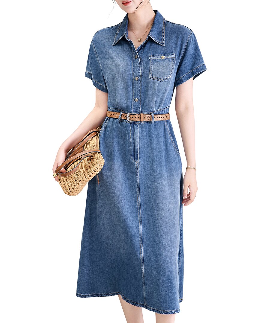 Wlzd Short Sleeve Midi Dress In Blue