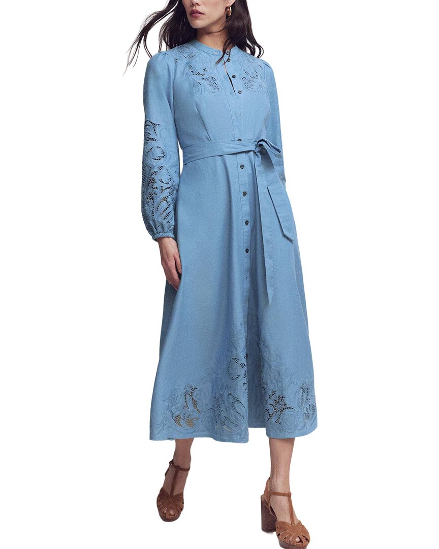 Boden Petite Mae Linen Blend Shirt Dress In Blue