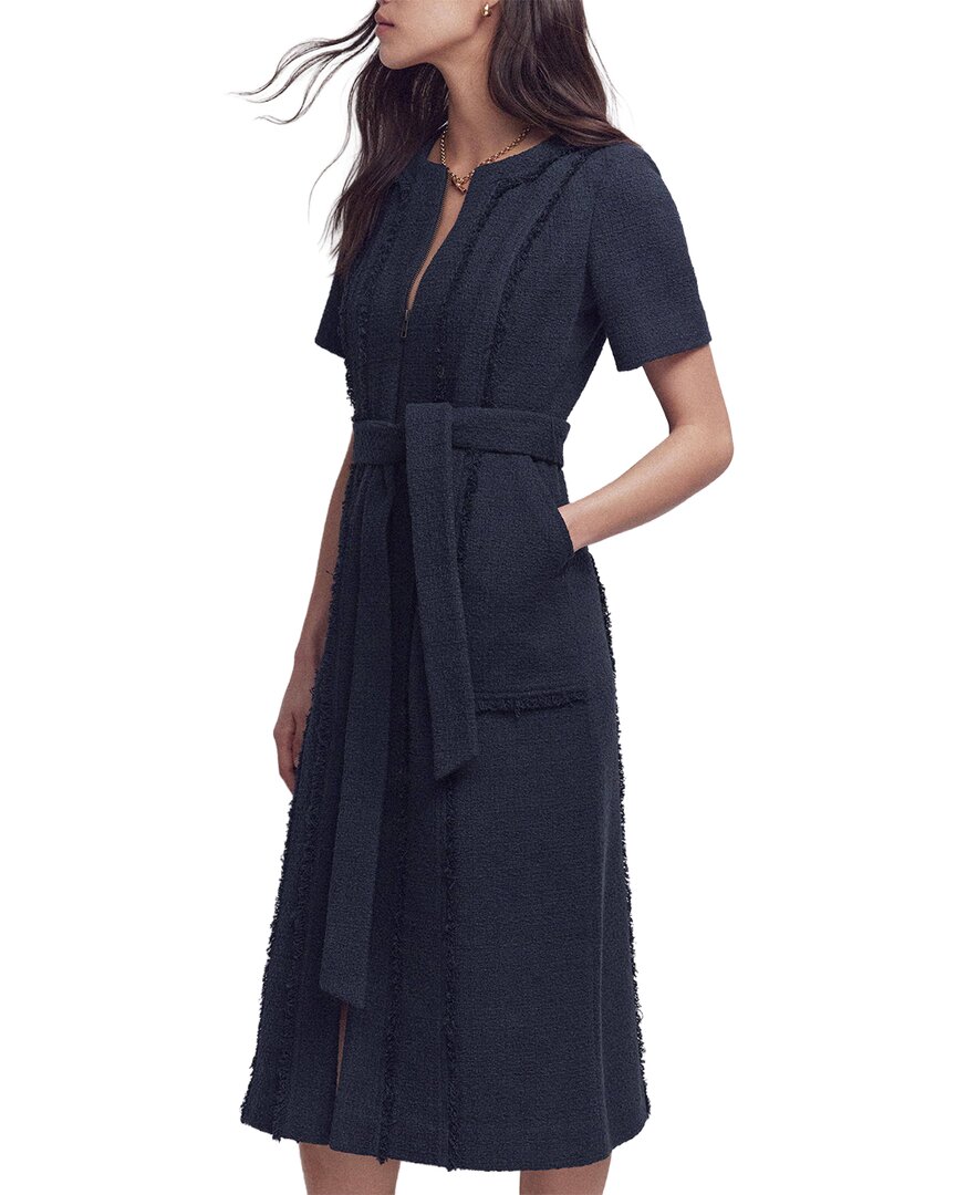 Boden Petite Ruth Zip Texture Dress In Blue