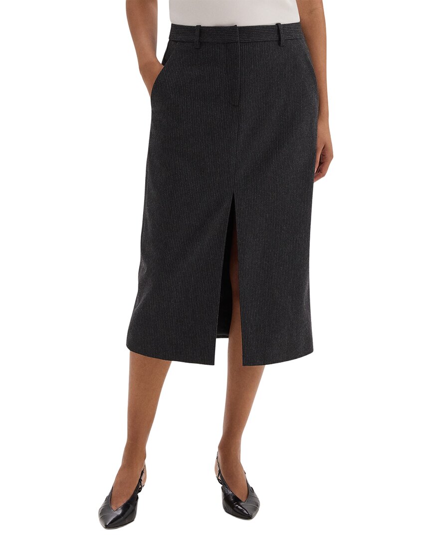 Theory Midi Wool-blend Trouser Skirt In Black