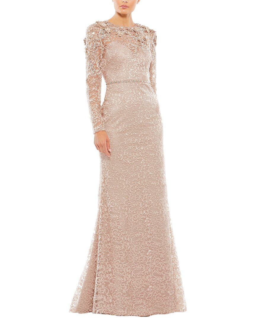 Mac Duggal Beaded Long Sleeve Evening Gown