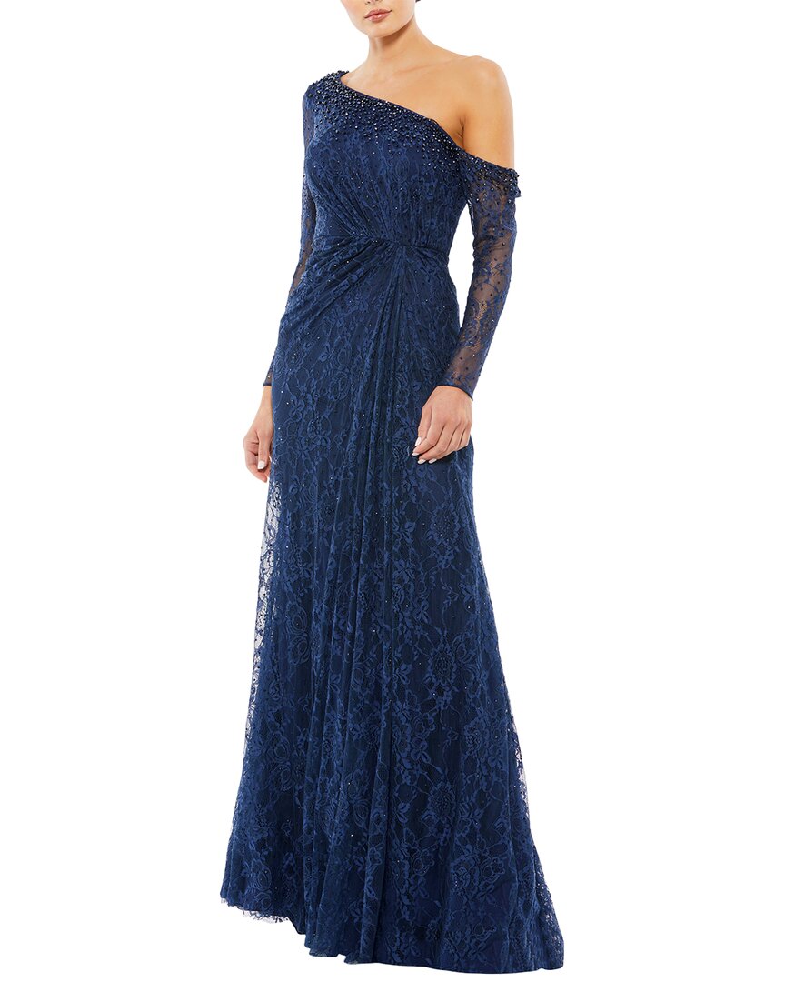 Mac Duggal Sequin Lace One-shoulder A-line Gown