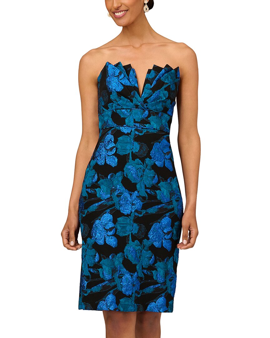 Aidan Mattox Strapless Floral Jacquard Dress