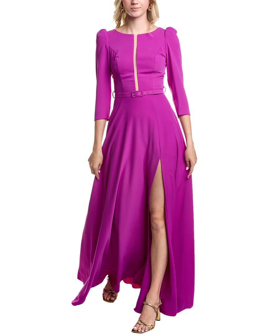 Carla Ruiz Belted Gown In Purple