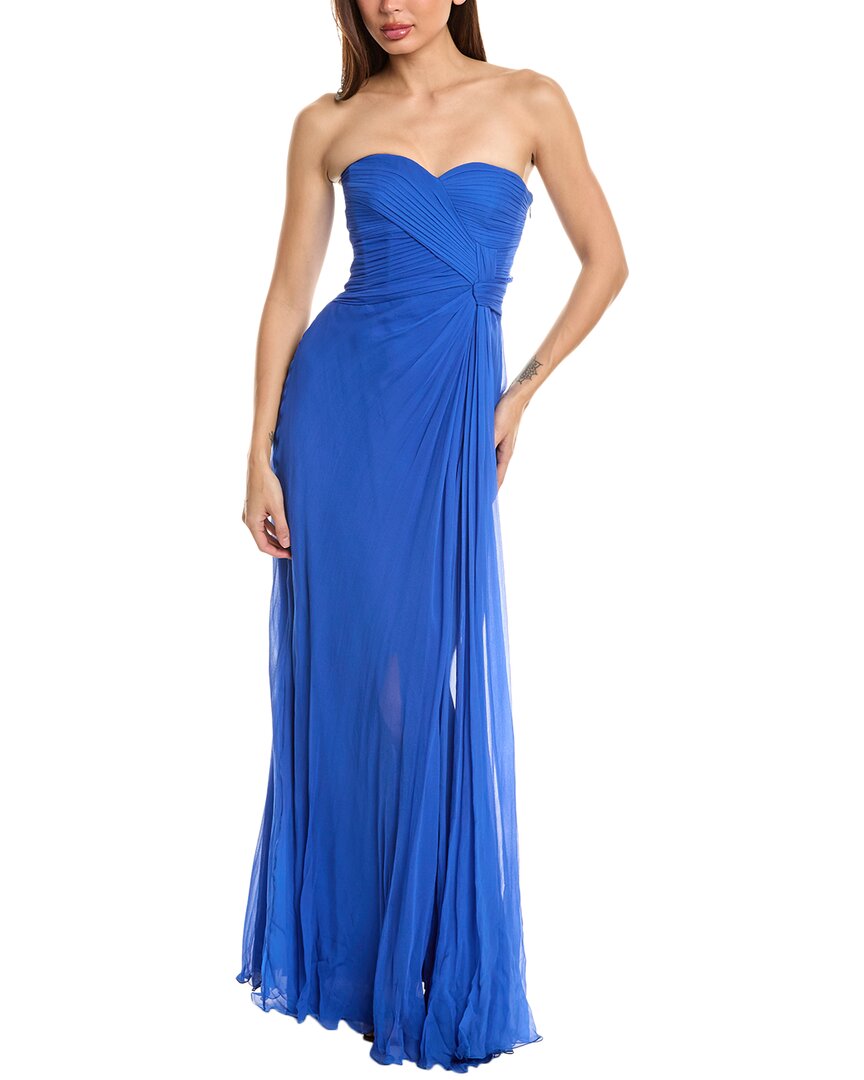 Alberta Ferretti Organic Chiffon Long Dress In Blue