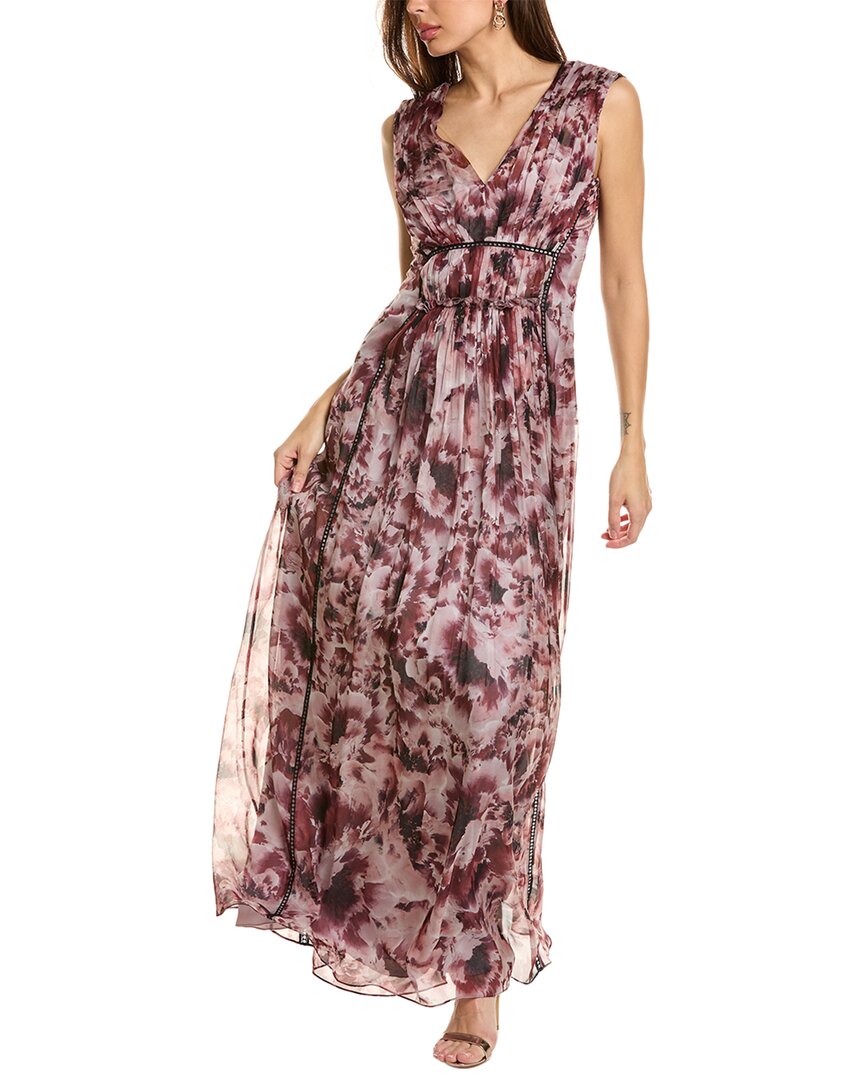 Alberta Ferretti Woman Maxi Dress Burgundy Size 10 Silk In Pink
