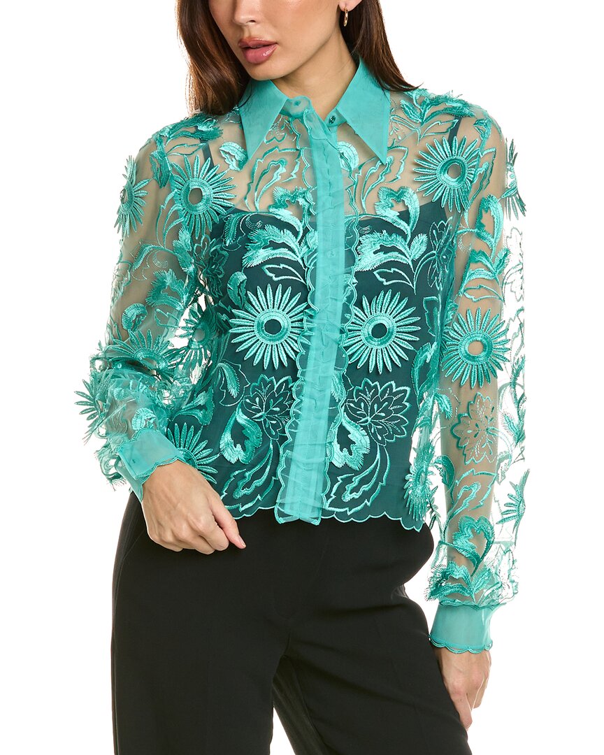 Alberta Ferretti Woman Shirt Turquoise Size 6 Polyester In Blue
