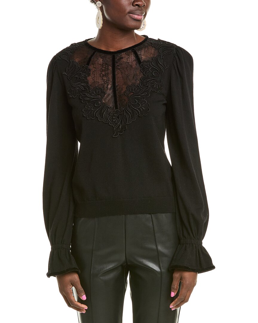 ALBERTA FERRETTI ALBERTA FERRETTI LACE-TRIM WOOL SWEATER