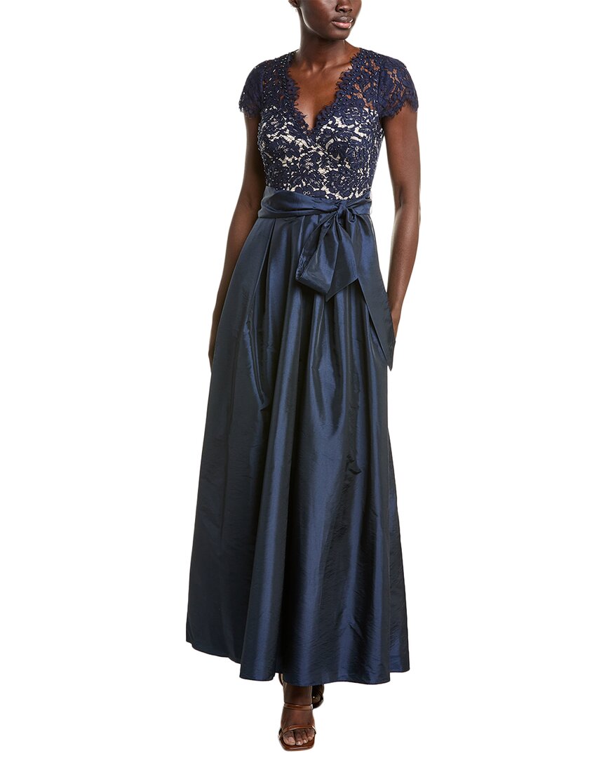 ELIZA J ELIZA J TAFFETA & LACE GOWN
