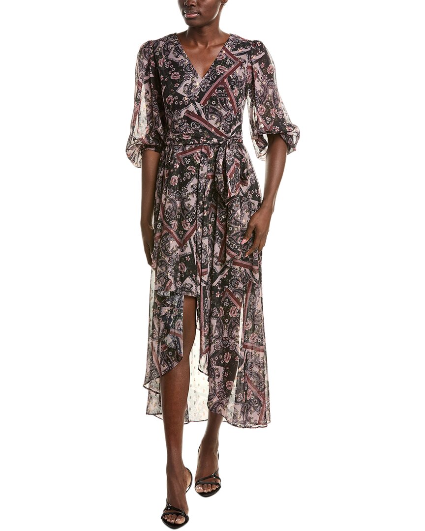 ELIZA J ELIZA J PRINTED METALLIC CLIP CHIFFON MAXI DRESS