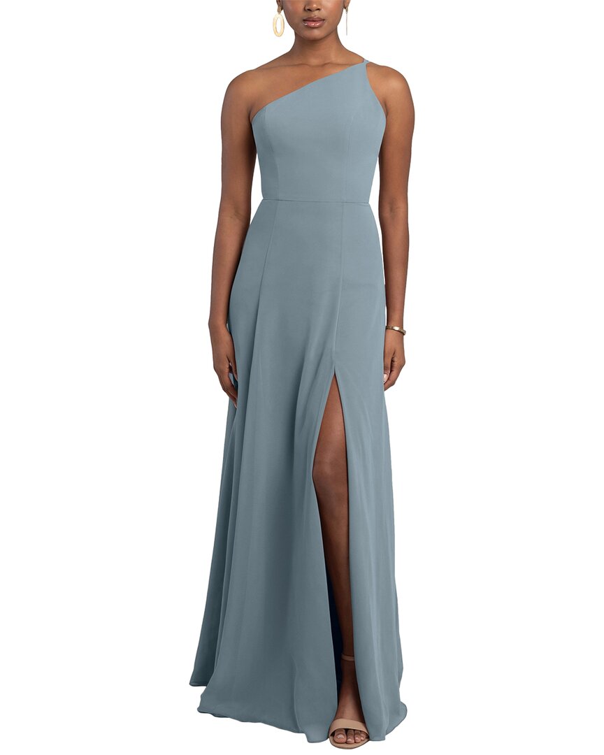 off shoulder prom dresses Sparkle Royal Blue One sleeve Off-the-shoulder High Split Prom Dresses   Ballbella