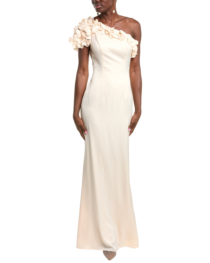 Rene Ruiz One-shoulder Sheath Dress In Gold