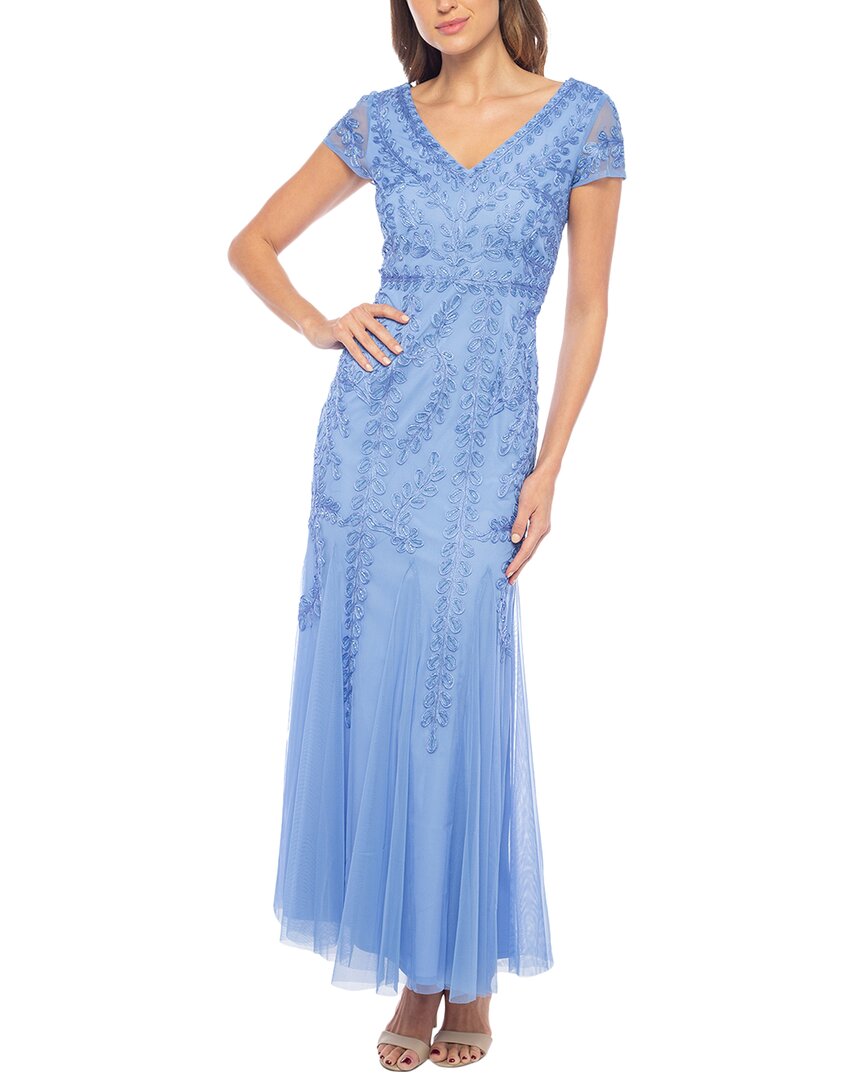 Marina Beaded Cap Sleeve Tulle Gown