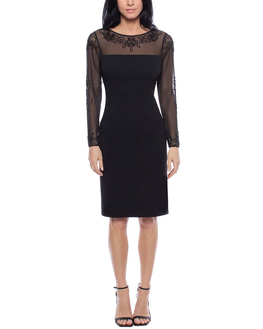 Marina Beaded Illusion Mesh Sheath Dress