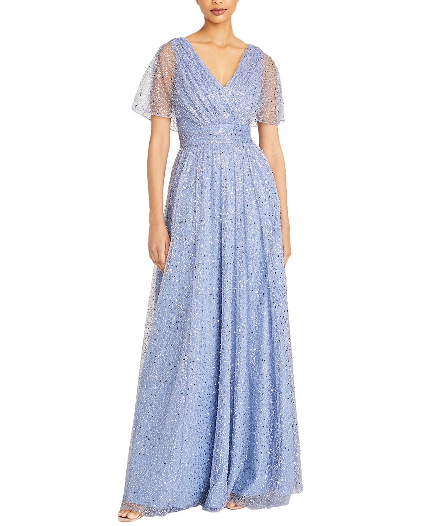 Theia Sabine V-neck Beaded Gown