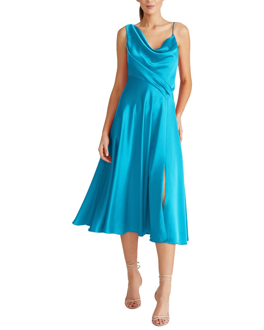 Theia Hayden Satin A-line Midi Dress In 8321 Pacifica