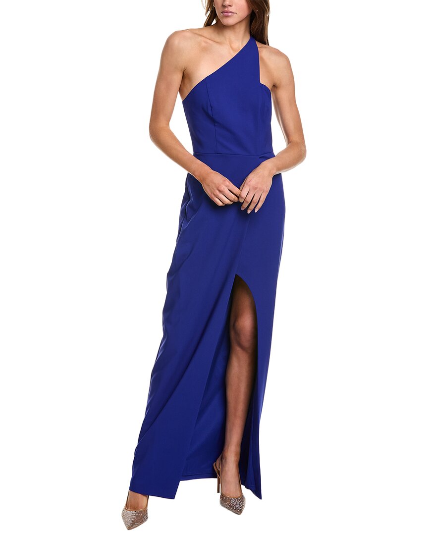 Liv Foster Crepe One Shoulder Gown In Blue