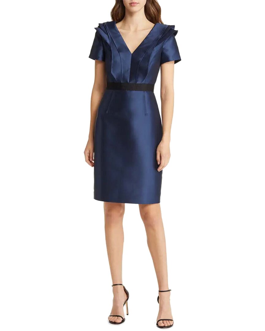 Shani Focus By Satin Mikado Ruffle Neckline Dress
