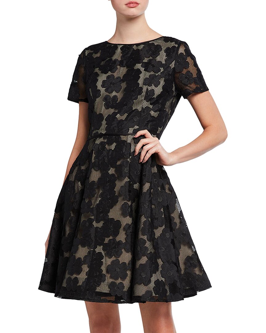 Shani Fit & Flare Novelty Embroidered Midi Dress In Black