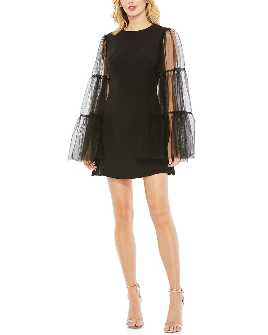 Mac Duggal High Neck Flared Teared Sleeve Dress