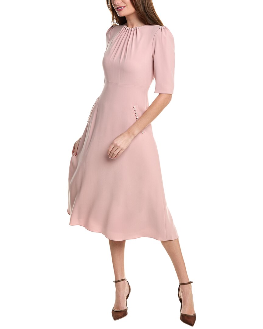 Teri Jon By Rickie Freeman Crepe Pearl Trim Sheath Dress In Pink