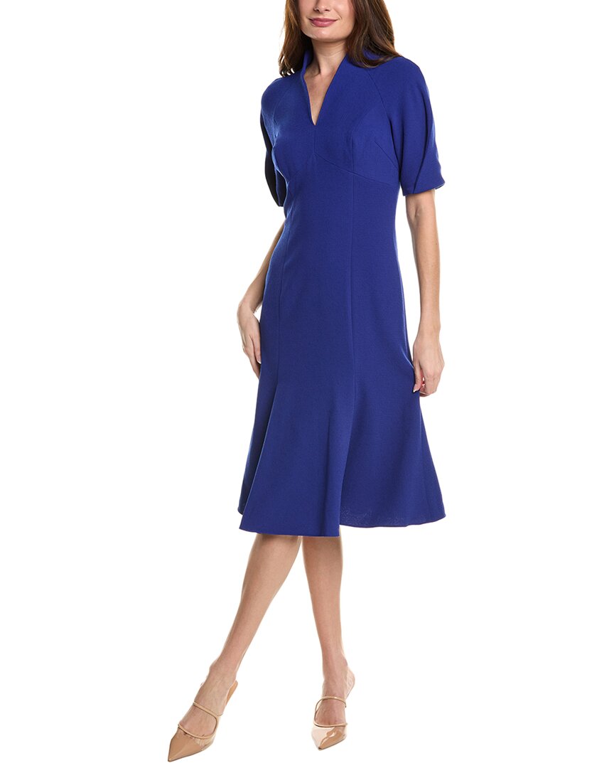 Teri Jon By Rickie Freeman Pebble Crepe Midi Dress In Blue