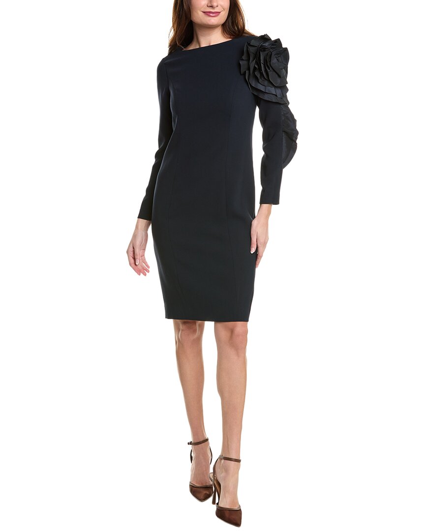 Teri Jon By Rickie Freeman Crepe Mini Dress In Blue