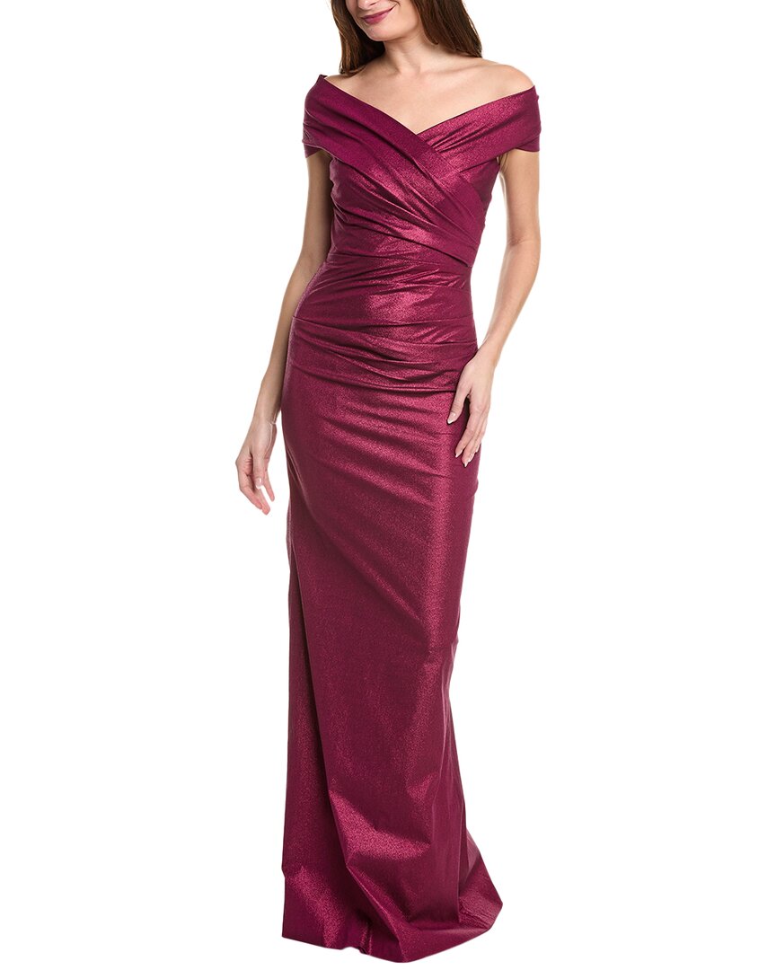Teri Jon By Rickie Freeman Off-the-shoulder Taffeta Gown In Red
