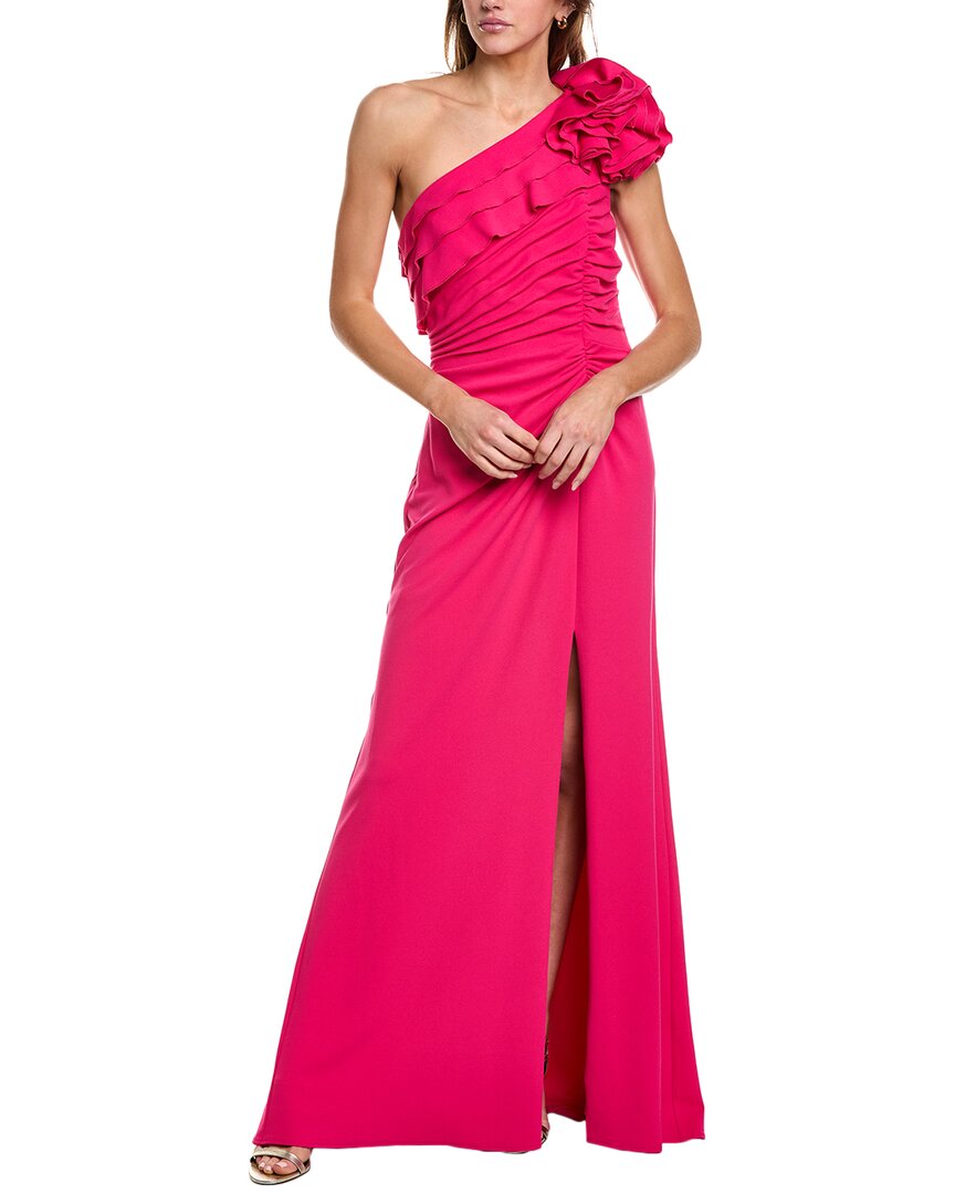 Tadashi Shoji Women's One-shoulder Flower Detail Crepe Gown In Pink